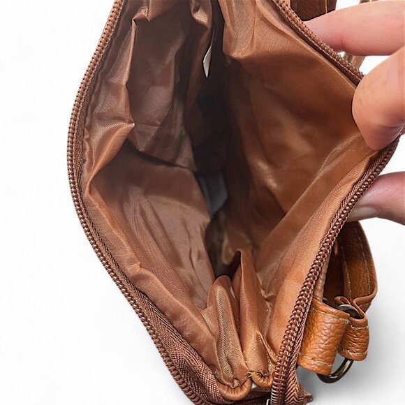 Maze Exclusive Leather Crossbody handbag Purse Brown Bag  9" x 7" - Picture 3 of 5